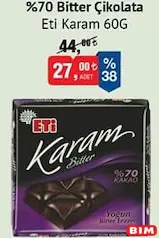 ETİ KARAM %70 BİTTER ÇİKOLATA 60 G